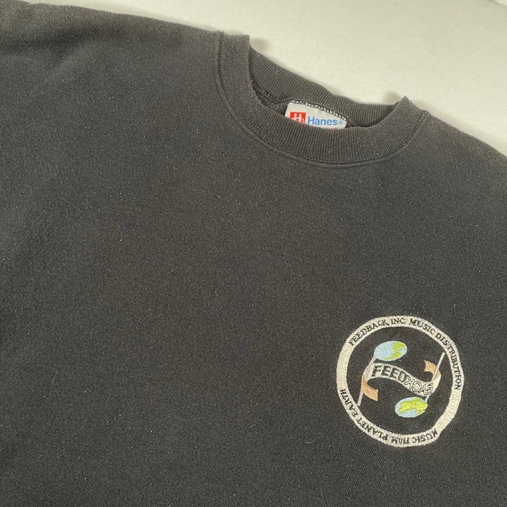 Vintage Hanes Heavyweight Crewneck‎ Sweatshirt Black Feedback Music XL